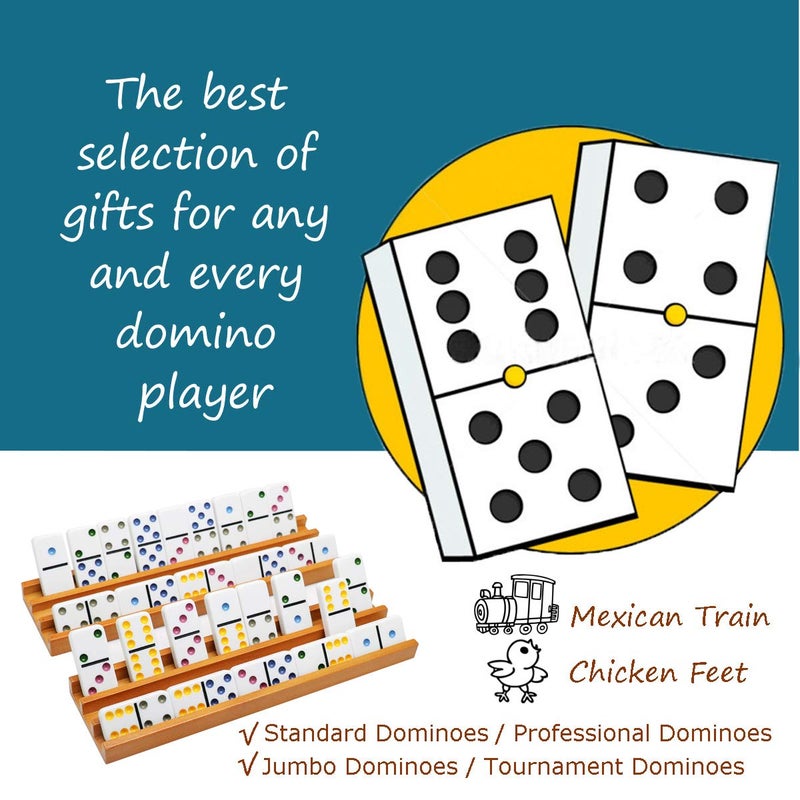 Exqline Wooden Domino Racks Trays Holders Organizer(Set of 4) - Premium Domino Tiles Holder Racks for Mexican Train Dominoes Games - Dominos NOT Included - Image 2